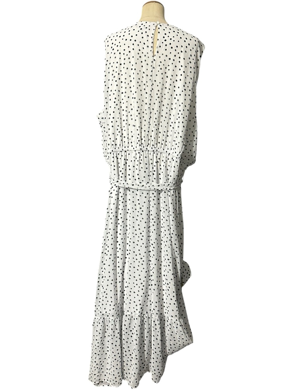 Lane Bryant Polka Dot Sleeveless Maxi Dress White Black Size 28 - Picture 4 of 4